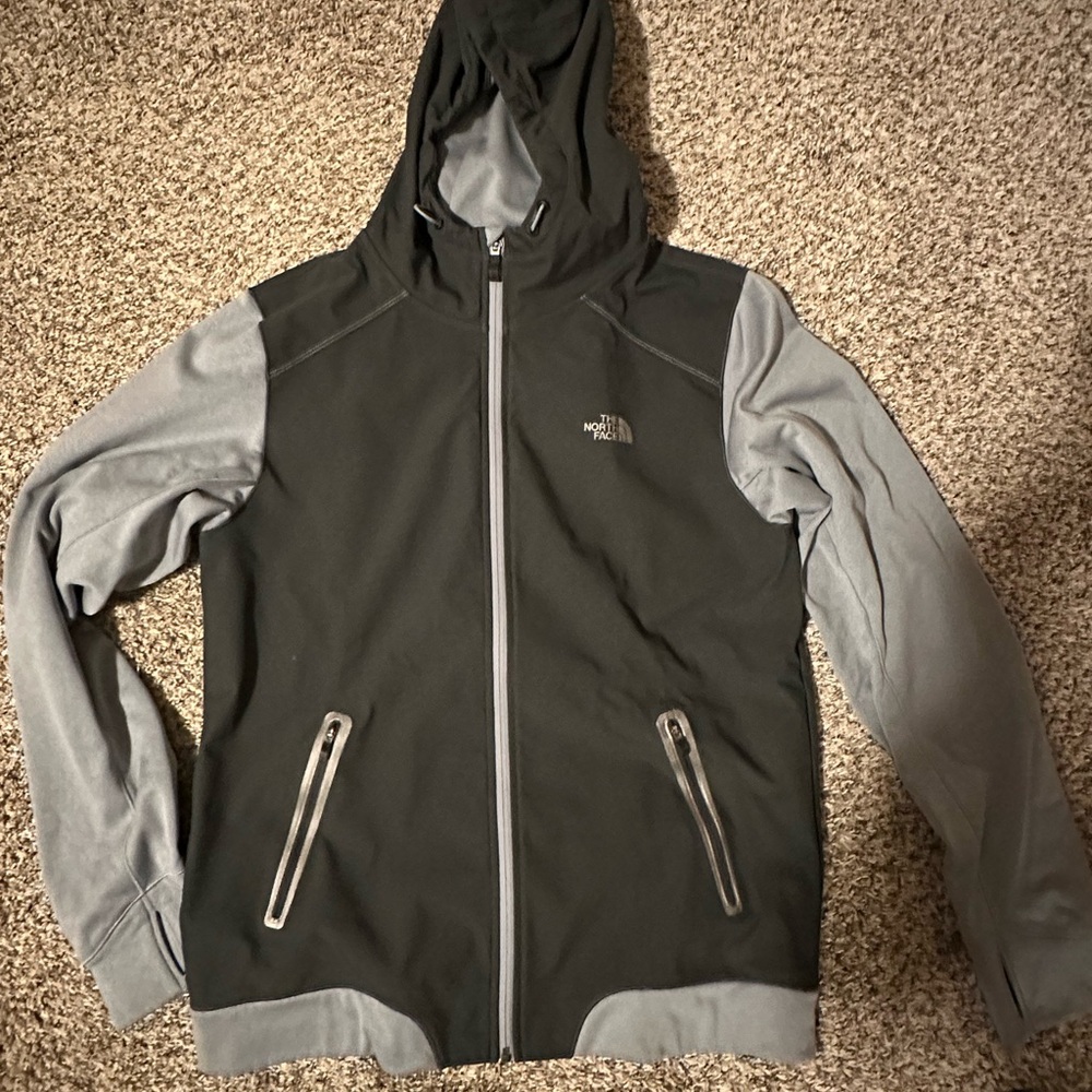 The North Face Two-Tone Hooded Windbreaker - Black & Light Gray